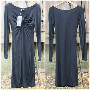 New w/Tags - European Culture 70s-Inspired Knot Front Midi Dress w/Slip, sz L